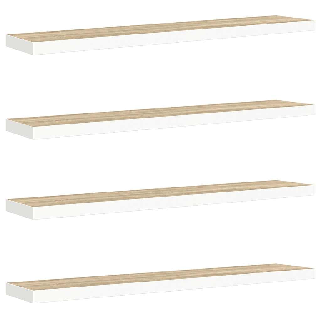 Étagère murale flottante haut de gamme 120cm chêne blanc et métal