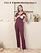 SUNNYBUY Damen Umstandsmode Stillpyjama-Set, Kurzarm-Stillshirts, Schwangerschafts-Shorts und Hosen, 3-teiliges Stillpyjama-Set, Dunkelrot L