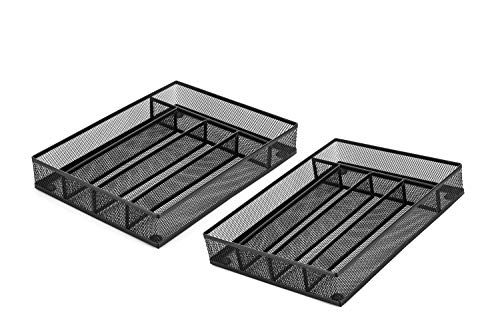 Halter - Bandeja organizadora con malla de acero para cajón de cubiertos, con patas de espuma antideslizante, 31,75 x 23,5 x 5 cm, paquete de 2 unidades