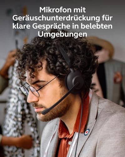 Jabra Evolve 10 Kabelgebundenes Headset mit geräuschunterdrückendem Mikrofon für PC/Laptop - USB-A-Einrichtung - TCO-Zertifiziert - Leichtes Design - Inline-Anruf-/Lautstärkeregler - Schwarz