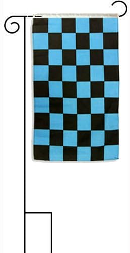 Deluxe 12x18 12"x18" Black Blue Checkered Checker Race Sleeved wGarden Stand Flag by Lumaglow