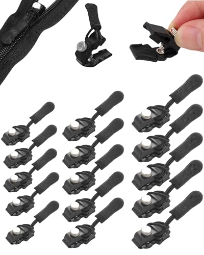 Fonyiunce Reißverschluss Reparatur Set 15 Stück Fix-Reißverschlusszieher 5 Kleine 5 Mittlere 5 Große Zipper Abnehmbare Reißverschluss Zipper Pull Fixer Reparatur für Universal Kleidung Gepäck