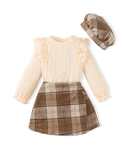 Image of Toddler Girl Clothes Outfit Shirt Top Plaid Mini Skirt Outfits Set Little Girl Dresses Kids Clothes for Girls 18M-8T