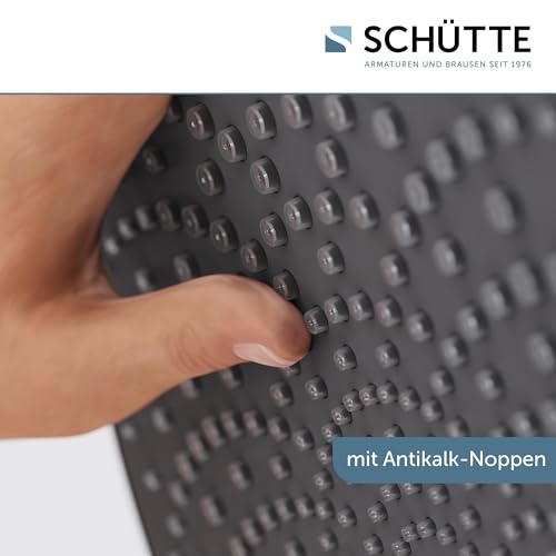 SCHÜTTE 69291 CAPRI Kopfbrause, Wellness-Duschkopf Regendusche mit Anti-Kalk-Noppen, Duschbrause Rund, großer Regenduschkopf, Chrom/Anthrazit