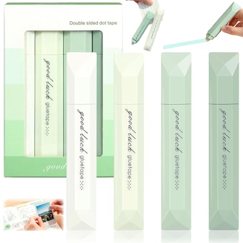 CoyCriter 4 Pcs Double Sided Correction Pens 2026 New Double Sided Tapes Roller Crafting Pens Doubles Sideds Glue Pen for Scrapbooking Home School Office Cards Photo Journaling SuppliesGreen