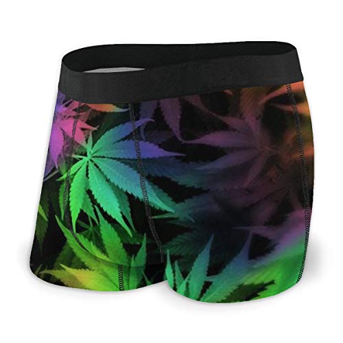 MensPanties Leaf Weeds Boxer Shorts Comfort Underwear for Men Black