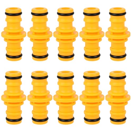 flintronic 6PC Double Male Hose Connectors 1/2 Double Male Hose-End Yel.