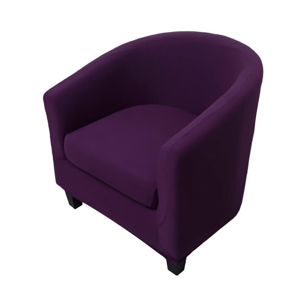 Xiao Ren Dark Purple Stretch Tub Chair Slipcover 2 Pieces Club Sofa Cover For Armchair, Dust Proof Removable Washable Furniture Protector Cover Couch Covers For Cafe Living Room(Dark Purple)