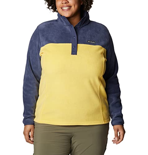 Image of Columbia Womens Benton Springs Half Snap II Pull Over Fleece Jacket, Dark Stone /Canoe /Vintage Blue, 3X