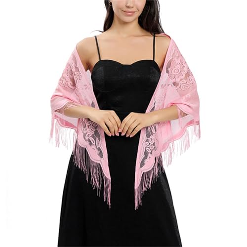 Sup-Coente Bohemian Lace Shawl Wrap for Women Renaissance Triangle Tassels3