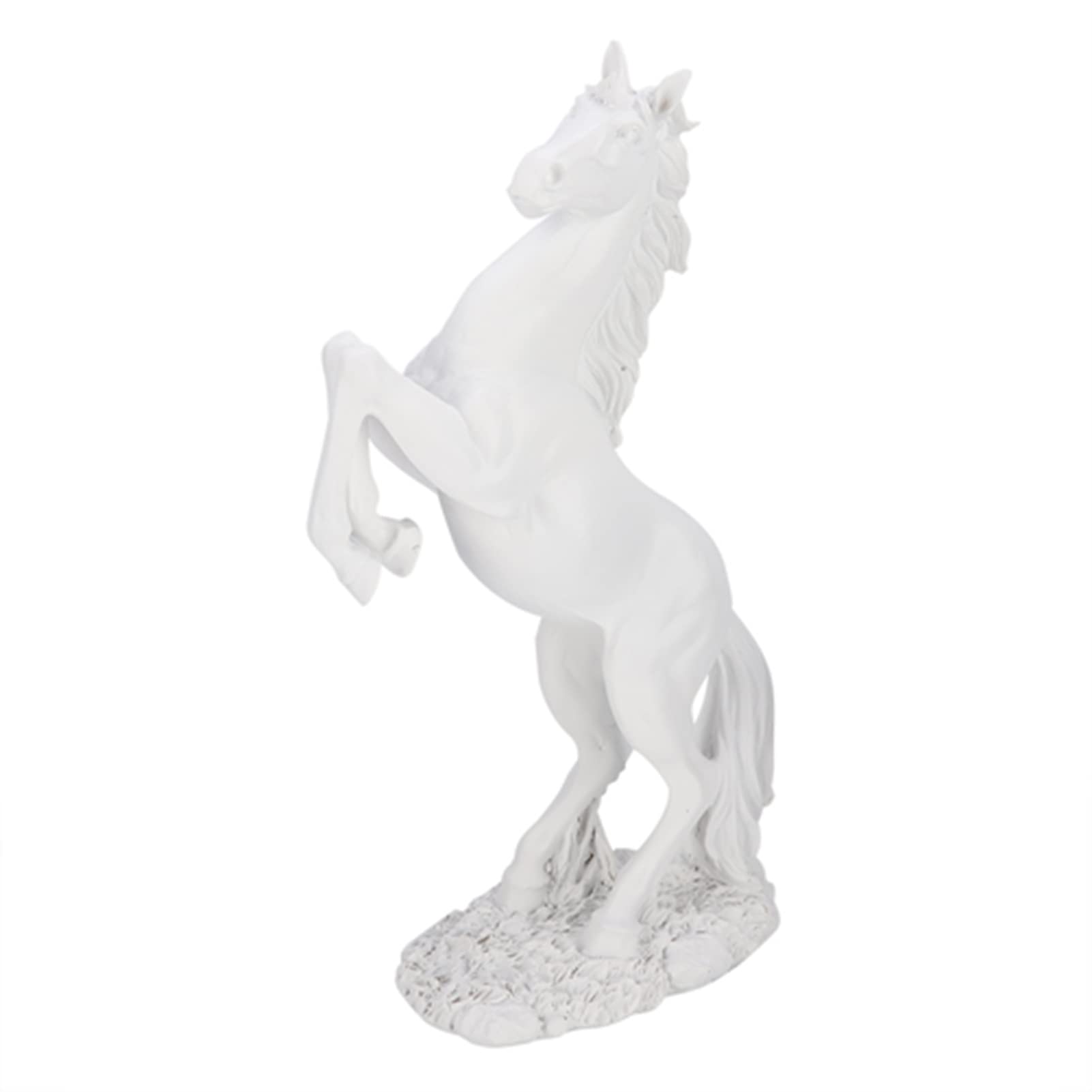 Statua di Cavallo in Piedi, Scultura di Cavallo in Resina Stile Eruope, Decorazione da Scrivania per la Casa, Ornamento per Fotografie(bs-020 bianco)