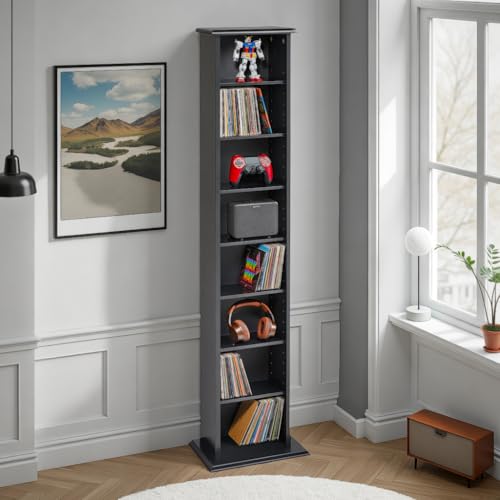 Image of Prepac Narrow Cabinet Media, Slim Multimedia Storage Tower, Black