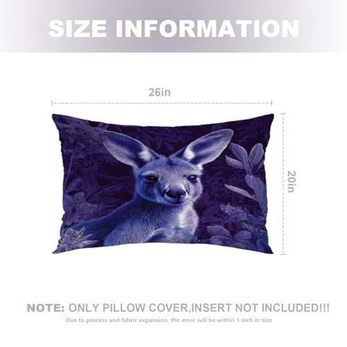BaoNews Niedliche Känguru-Kissenbezüge, Känguru in violetten Pflanzen, Digital-Mischung, versteckter Reißverschluss, dekorative Kissenbezüge für Schlafzimmer, Lendenwirbelsäule, 50,8 x 66 cm, 2 Stück