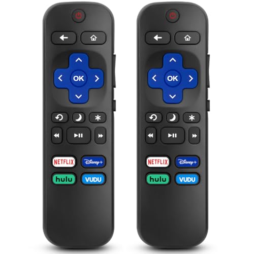 2-Pack Remote Control for Hisense-TCL-Onn-Sharp-Philips-Westinghouse-Insignia-Element Roku TV Remote Replacement
