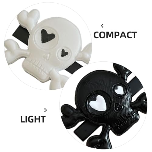 Ipetboom 2 pares pinzas para cabello estilo calavera gótica esqueleto para mujeres y niñas, plásticas, para Halloween, colores blanco y negro miniatura 3