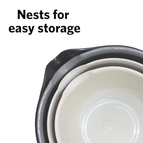 Glad Mixing Bowls with Pour Spout, Set of 4 - Nesting Plastic Bowls (1.2qt, 1.9qt, 2.8qt, and 3qt with Handle) - Non Slip Base, Dishwasher Safe Kitchen Cooking and Baking Supplies, Grey - image 4