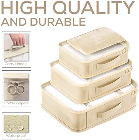 Zeydan 8 Pcs Packing Cubes for Suitcases - 190D Oxford Twill Organizer Set; Waterproof Packing Cubes for Travel / Backpack with Mesh Design | Storage Organizers Large Medium Small Travel Packing Cubes