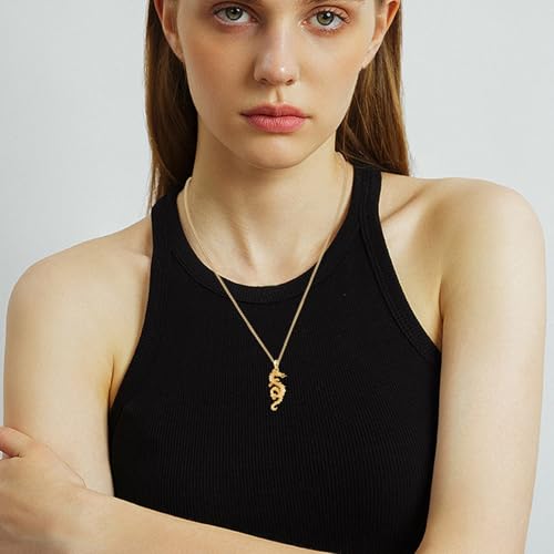 Dragon Necklace 925 Sterling Silver Oxidized/Solid 24K Gold Over Dragon Pendant Unisex Jewelry Valentine's Day Gift for Men Women3