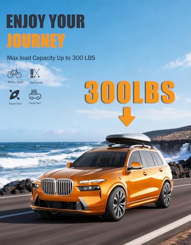 Image of KINGGERI 300lbs Lockable Roof Rack Cross Bars Compatible with BMW X7 G07 2019-2026 with Raised Side Rails, Heavy Duty Aluminum Roof Rails Crossbars Cargo Luggage SUV Accessories