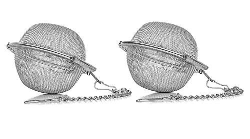 Kankuwar Stainless Steel Mesh Tea Infuser Balls – Set of 2 Medium Reusable Loose Leaf Strainers for Cups, Teapots & Mugs – Fine Mesh Filter for Herbal, Flower & Spice Tea (Medium - 2 pcs)