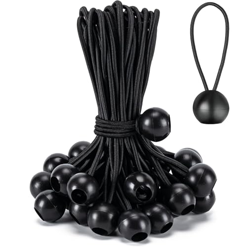 30 Stuck Spanngummis mit Kugel Schwarz Spanngummis 10cm Robuste Planenspanner Schwarz Spanngummi mit Kugel Spanngummi Kurz für Campingzelten Banner und Zur Alltäglichen Aufbewahrung