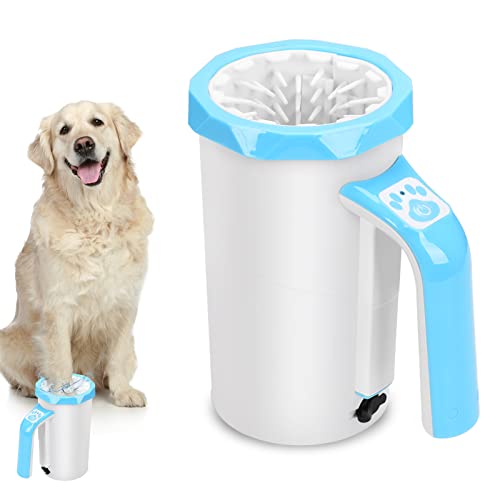 Dog Paw Cleaner, 3D Silicone Pet Foot Washer, Two-way Rotation & 360 Degree Deep Cleaning, Portable Cleaning Cup with Handle for Large, Medium Dogs, Safe and Water Resistant