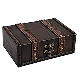 WaaHome Treasure Box for Kids 6.2' Pirate Treasure Chest Small Decorative Wooden Box for Storage Keepsakes Jewelry Tarot Cards Trinkets Dice and Home Decor Gifts