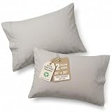 LANE LINEN Organic Cotton Polka Dot Pillow Cases Set of 2 (20'x26') - Standard Size - Snowdrop