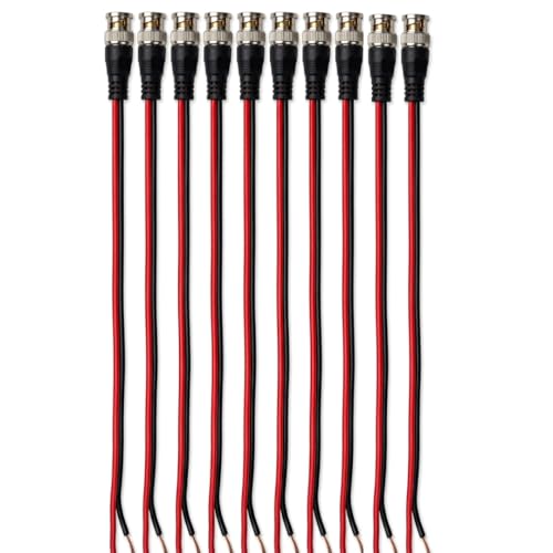 Image of WIRESLAB (Pack of 30) BNC Copper Wire Connector, Cable Barrel Jack for CCTV Camera, DVR, VCR, Surveillance System, Red and Black