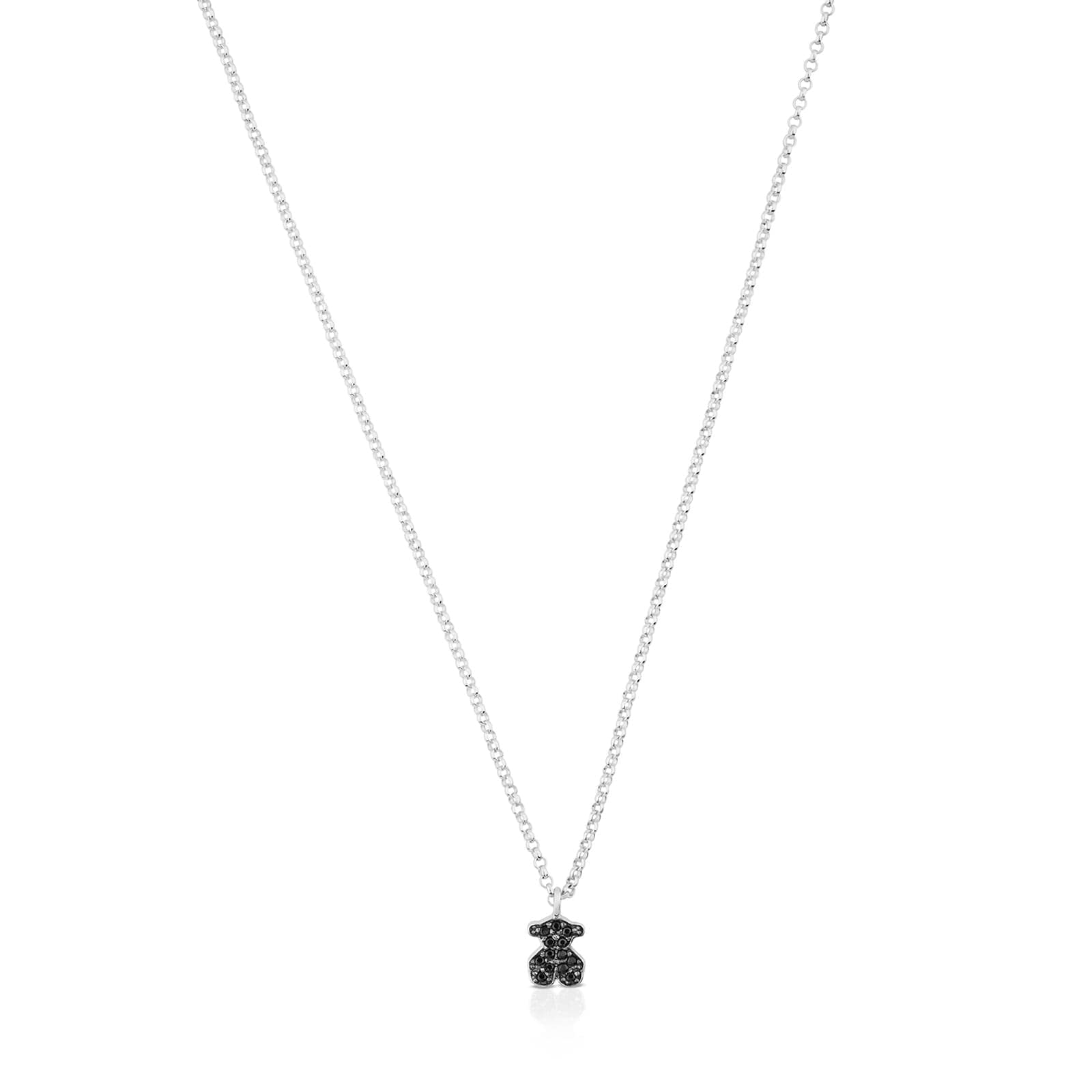 TOUS Collar de Plata de Primera Ley para Mujer con Motivo de Oso en Espinela 0,75 cm, Largo 45 cm, Clásico y Sofisticado, Colección Motif