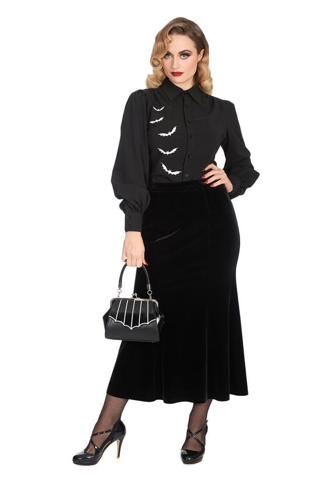 Banned Miss Foxy Bolso de mano de piel sintética estilo gótico retro bolso alternativo de ala de murciélago
