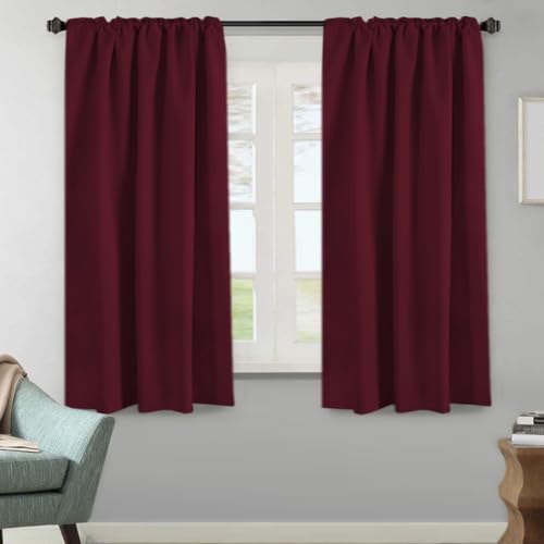 Image of H.VERSAILTEX Christmas Blackout Curtains Thermal Insulated Window Treatment Panels Blackout Drapes for Living Room Back Tab /Rod Pocket Bedroom Draperies, 52 x 63 Inch, Burgundy Red, 2 Panels