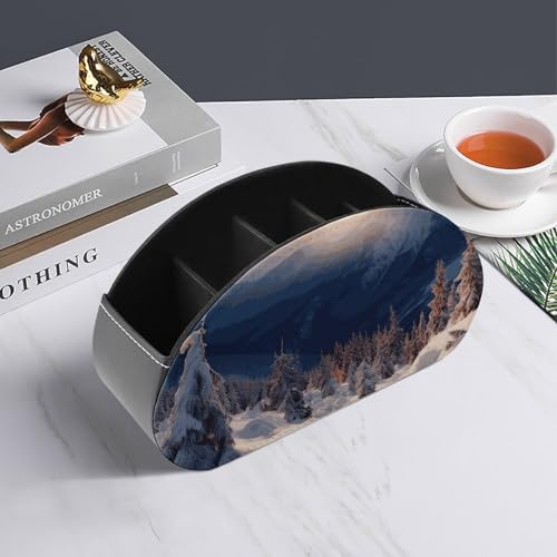 Support de télécommande 5 compartiments en cuir PU avec motif de montagnes pour lecteur multimédia - 7