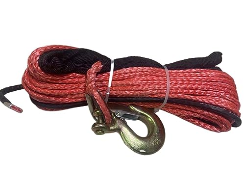 Cabrestante sintético de 6mm x 15m con gancho y cuerda de remolque roja para coche