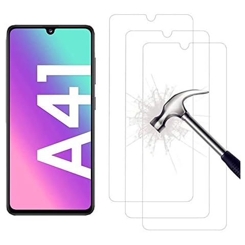 AHABIPERS Tempered Glass for Samsung Galaxy A41 Screen Protector, Easy Bubble-Free Installation, 9H Hardness, 99.99% HD Clarity Tempered Glass Protector for Galaxy A41-3 Pack Cover