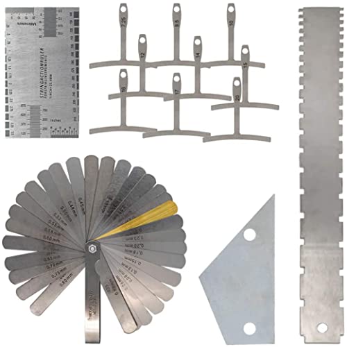 Gcroet Conjunto de Herramientas de Guitarra Luthier, Kit de Herramientas de Guitarra, Herramientas de medición luthier establecidas Que Incluyen 2 Protectores de diapasón 9 Regla de Calibre de Cover