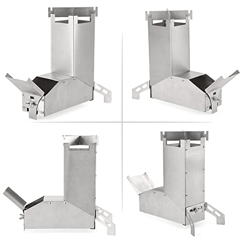 Lixada Camping Stove Collapsible Wood Burning Stainless Steel Rocket Stove Backpacking Camp Tent Stove For Picnic Bbq Camp Hiking #TOP6