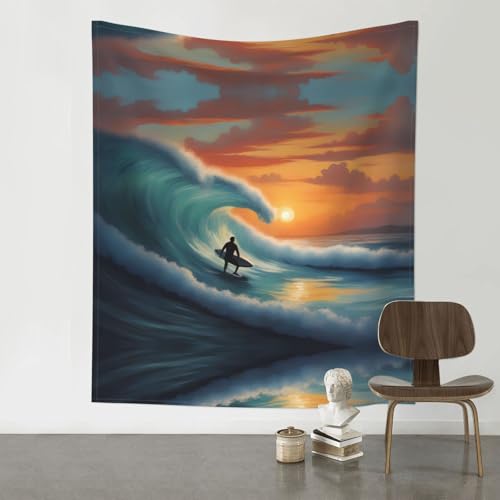 Tapisserie murale grand format au motif de coucher de soleil et surf de haute qualité