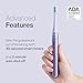 Aquasonic Icon ADA-Accepted Rechargeable Toothbrush | Magnetic Holder & Slim Travel Case | 2 Brushing Modes & Smart Timers | Gentle Micro-Vibrations (Lilac)
