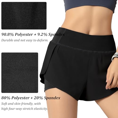 2 in 1 Running Shorts Womens,Quick Dry Womens Running Shorts with Phone Pocket,Ladies Workout Athletic Training Jogging Gym Yoga Shorts with Liner for Women - Image 3