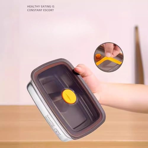 Image of STARKENDY Stainless Steel Food Storage Containers | 316 Food Grade Fridge storage container Leakproof Kitchen Organizer | Freshness Locking, Microwavable & Freezer Safe (1500 ML PACK OF 3)