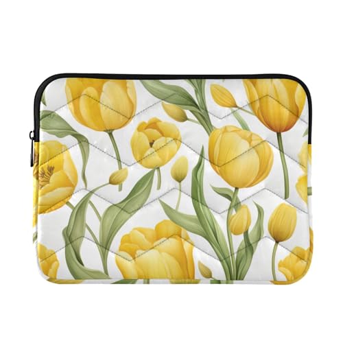 Funda para laptop de 13-14 pulgadas con diseño tulipanes acuarela naranja