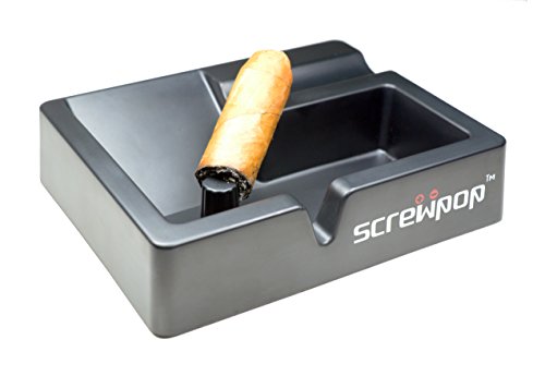 Screwpop 3Way Ashtray For Cigars, Cigarillos And Pipes Made From High Strength Industrial Black Melamine #TOP4