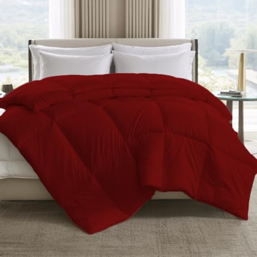 Image of Earthlycozy 300GSM Premium Comforter - Hypoallergenic, Breathable, Reversible, Lightweight, All-Season, AC Friendly and Machine Washable (Burgundy, Single)