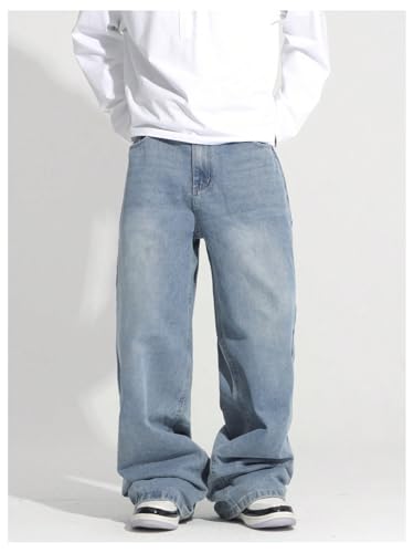 Men's Baggy Jeans Y2K Wide Leg Denim Jeans Vintage Loose Long Trousers with Pocket Streetwear4