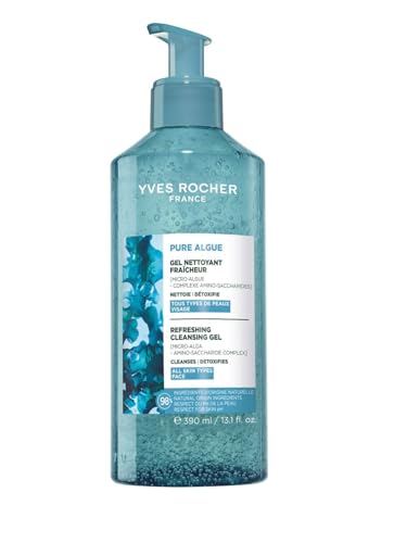 Yves Rocher Gel Limpiador Facial y Desmaquillante Ultra-Frescor 390ml para una Limpieza Facial Profunda Pure Algue | Skincare con Microalga Oxigenante | Limpiador Facial Todo Tipo de Piel