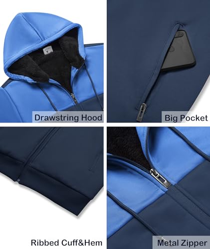 JACKETOWN Men's Heavyweight Fleece Hoodies full Zipper Thick Sherpa Lined Sweatshirt Wool Warm Coat4