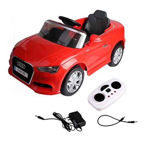 Electric Riding Vehicle, 12 V Audi A3 Kids Ride on Car with RC + LED Light + Music, Red