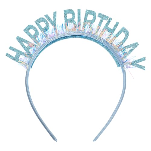 Oruola Diadema de corona de cumpleaños para niña, tiara con purpurina para decoración de fiesta, diadema brillante en azul