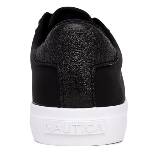 Image of Nautica Women's Fashion Sneaker, Classic Low-Top Lace-Up Casual Shoe with Metal Side Logo and Soft Cushioned Comfort for Everyday Wear